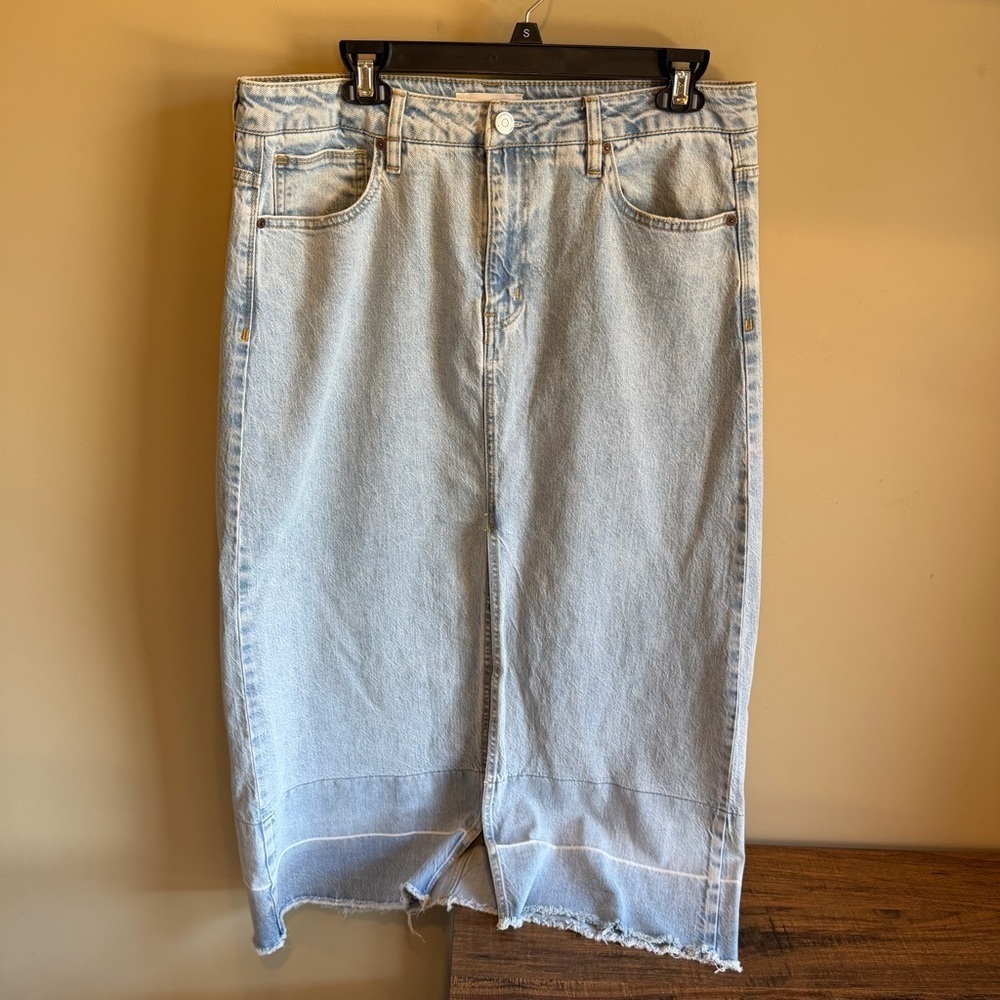 Habitual Blue Denim Maxi Skirt Released Hem Large